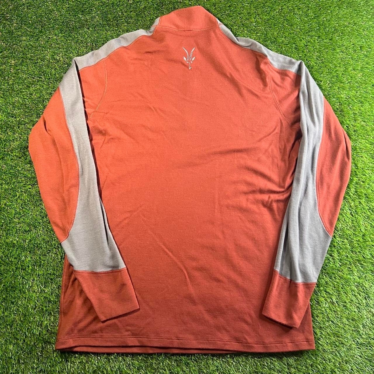 Ibex Merino Wool 1/4 Zip Pullover Sweater Rust Gray Colorblock Men's Xl Euc — image 6 of 6